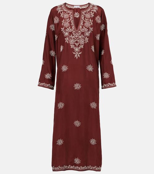 Floral embroidered silk tunic