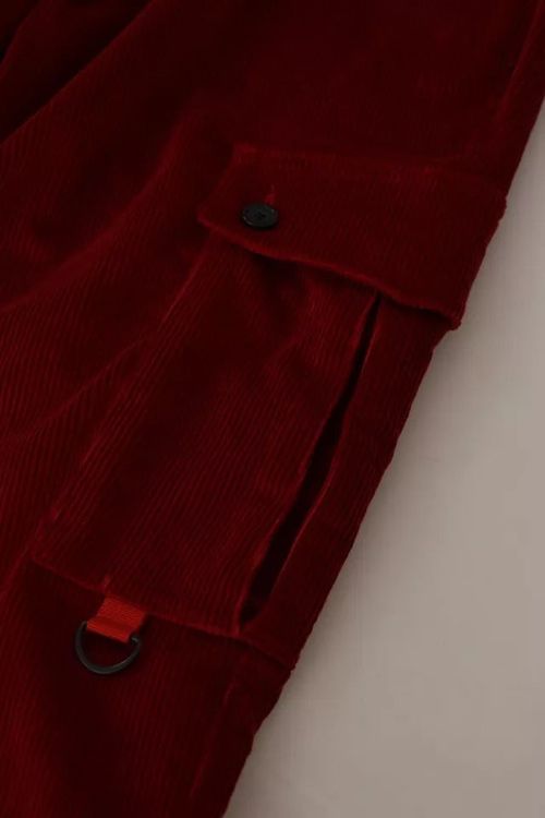 Cotton Corduroy Cargo Pants — Red