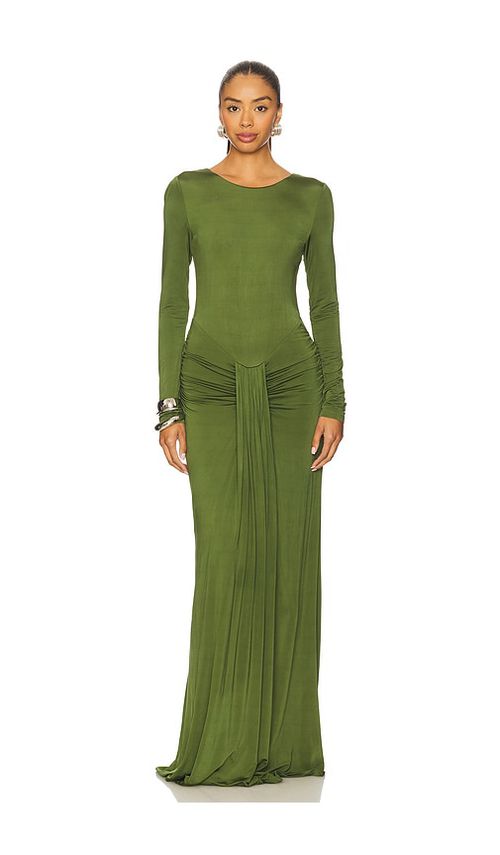 Nbd vestido largo the heena en color verde oliva XS también en L, M, S