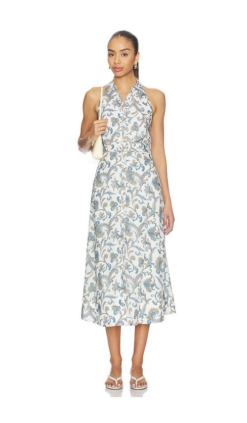 Veronica Beard Mackey Dress With Smocking in White,Blue. 0. Also , 10, 2, 4