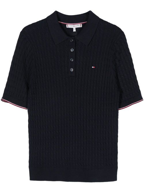 Logo-embroidered knitted top - Blue