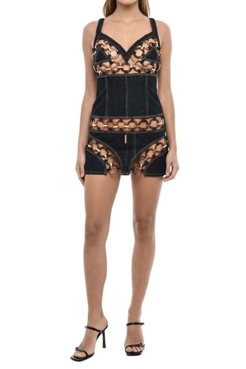 Black Sweet Heart Neck Mini Dress