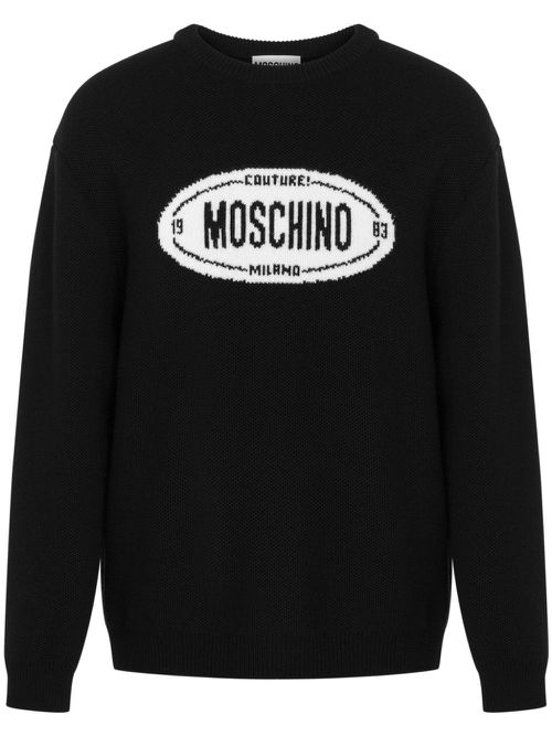 Logo-intarsia virgin-wool jumper - Black