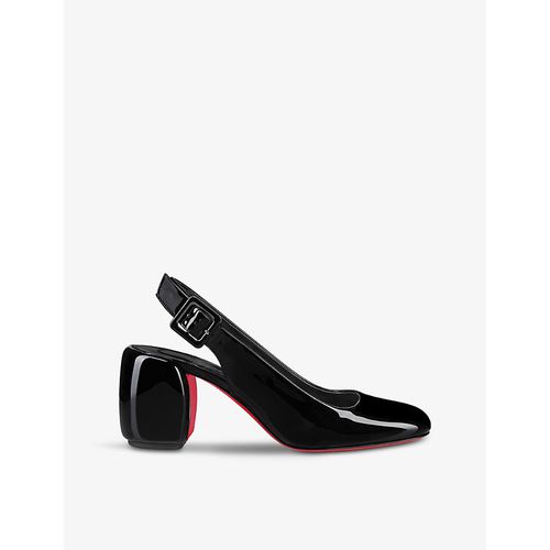 Womens Black Minny Sling 70 Patent-leather Heeled Courts