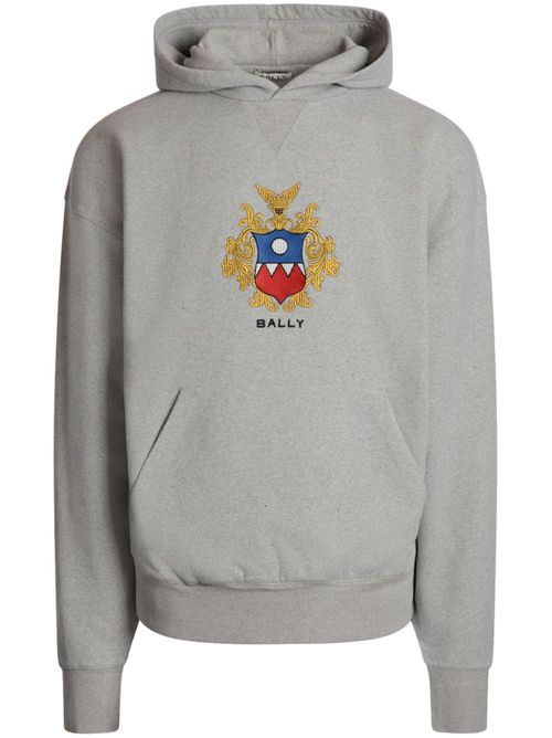 Crest-logo cotton hoodie - Grey