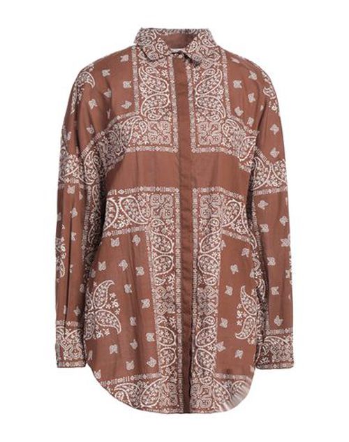 Fabiana Filippi Woman Shirt Chocolate brown Size 10 Cotton, Ecobrass