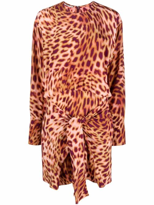 Cheetah print knotted mini dress - Pink
