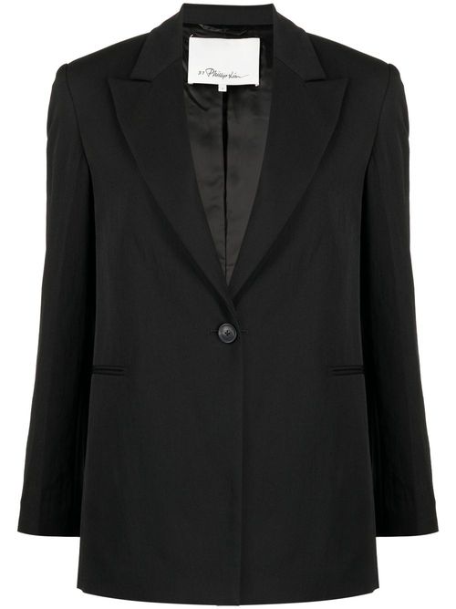 Peak-lapel single-breasted blazer - Black