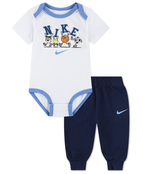 Baby Boys' Multisport Bodysuit and Pants, 2-Piece Set - White/Midnight Navy