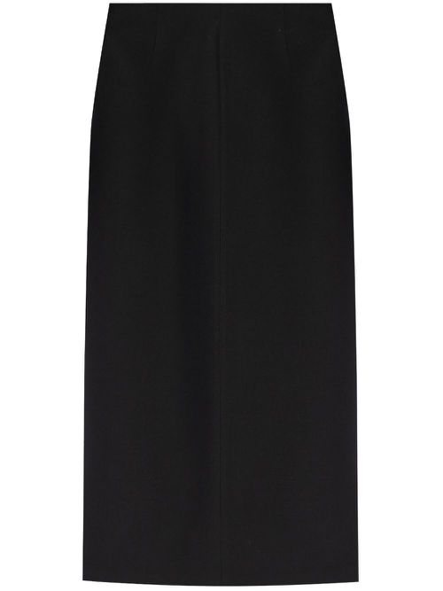 Rear-slit mid-rise maxi skirt - Black
