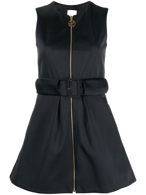 Sleeveless zip-up mini dress - Black