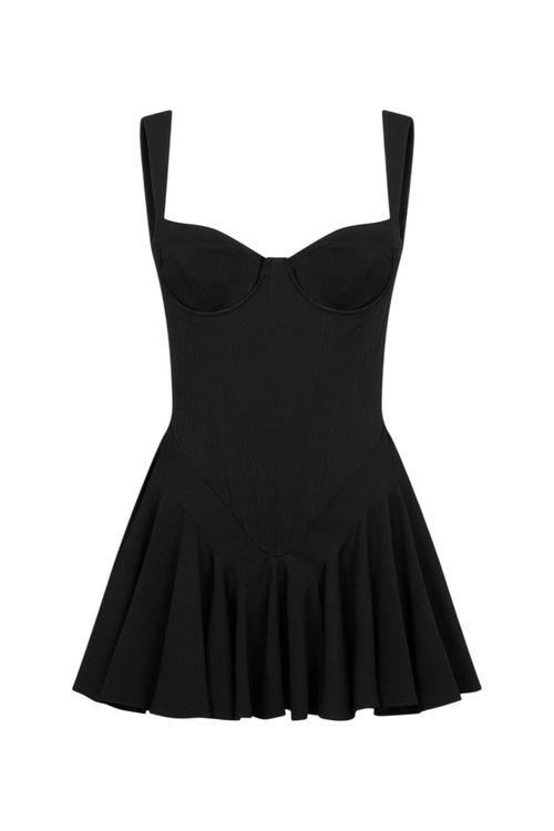 Black Sweet Heart Neck Mini Dress