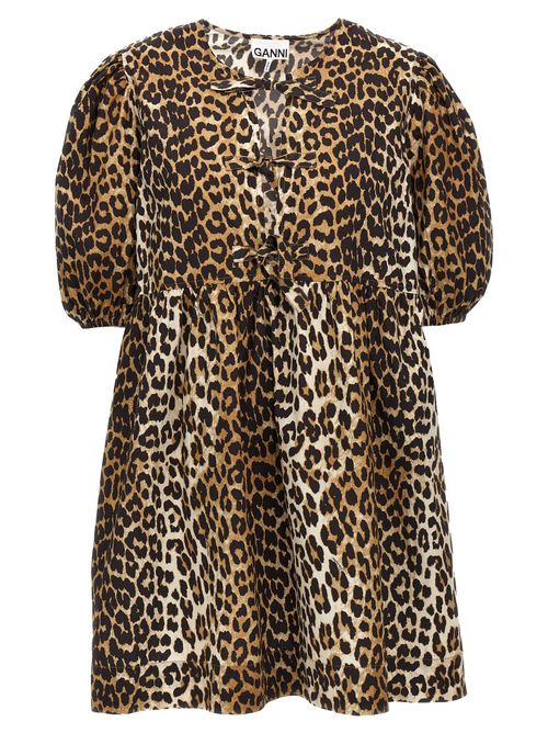 Leopard-Print Organic Cotton Dress — Brown