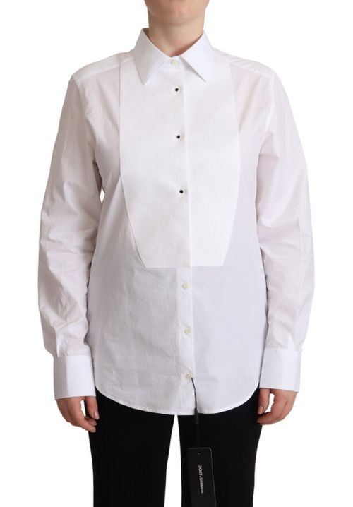 Cotton Poplin Bib Shirt — White