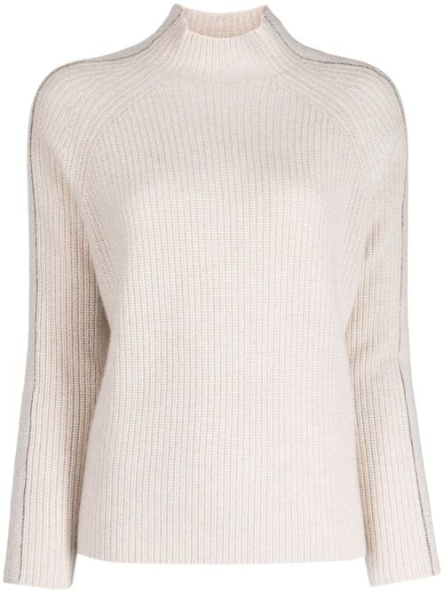 Sparkle-knit funnel-neck jumper - Pink