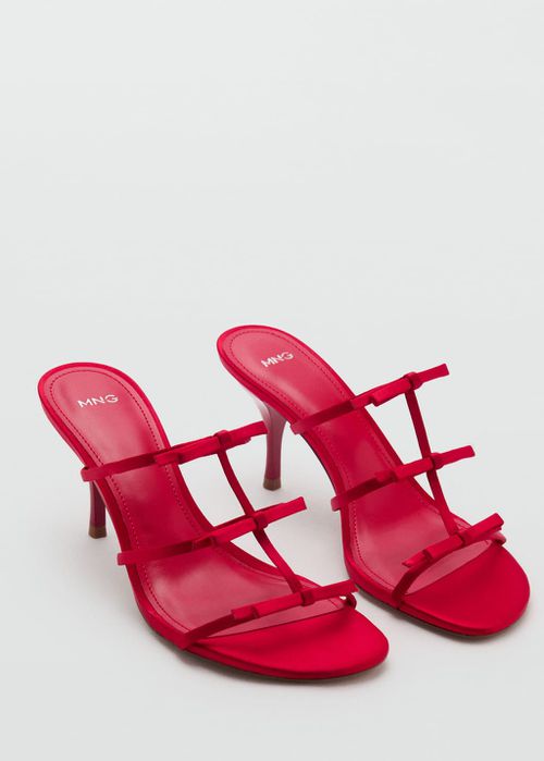 Strappy heeled sandals with bow detail red - Woman - 