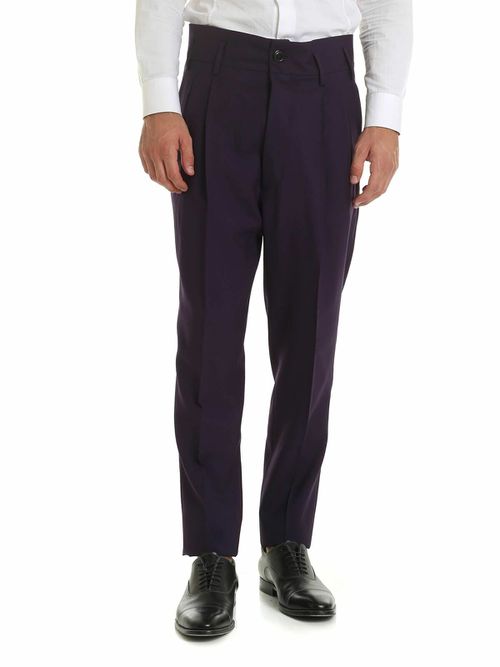 Purple high-waisted trousers