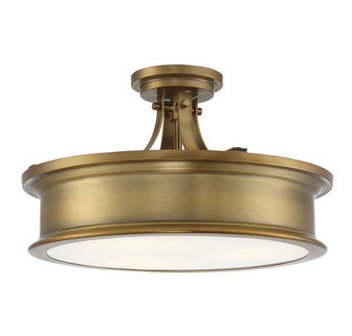 Savoy House Watkins 3-Light Semi Flush Ceiling Light in Warm Bras