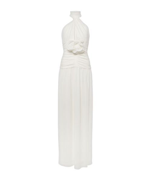 Guinevere floral-appliqué gown