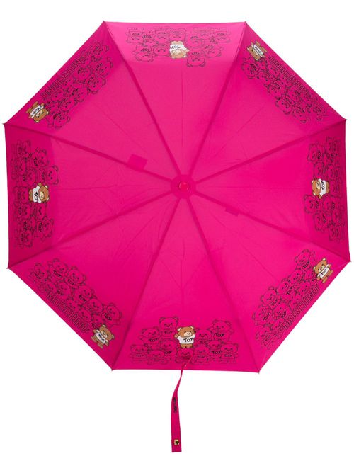 Teddy Bear-motif compact umbrella - Pink