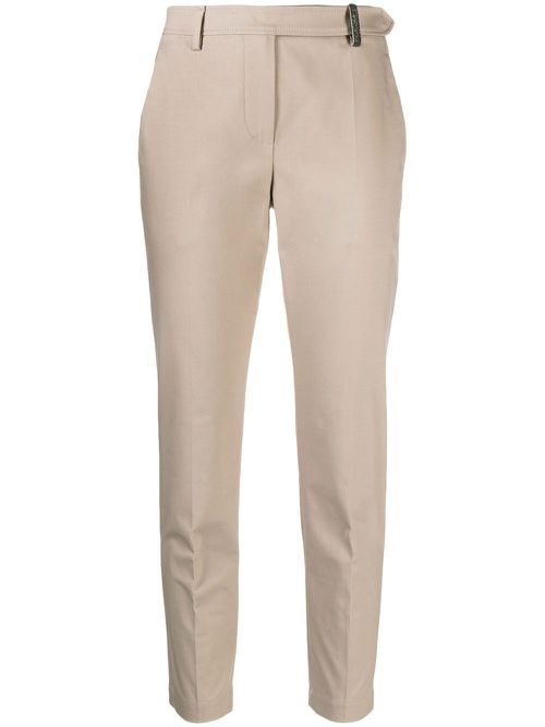 Cropped slim-leg trousers - Neutrals