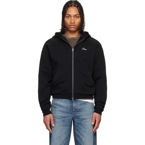 Black Cursive Small Logo Zip Hoodie