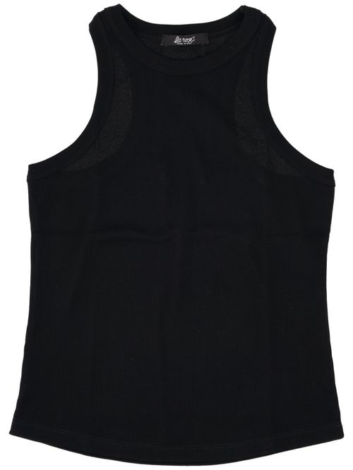 Black Ribbed Cotton Tank Top