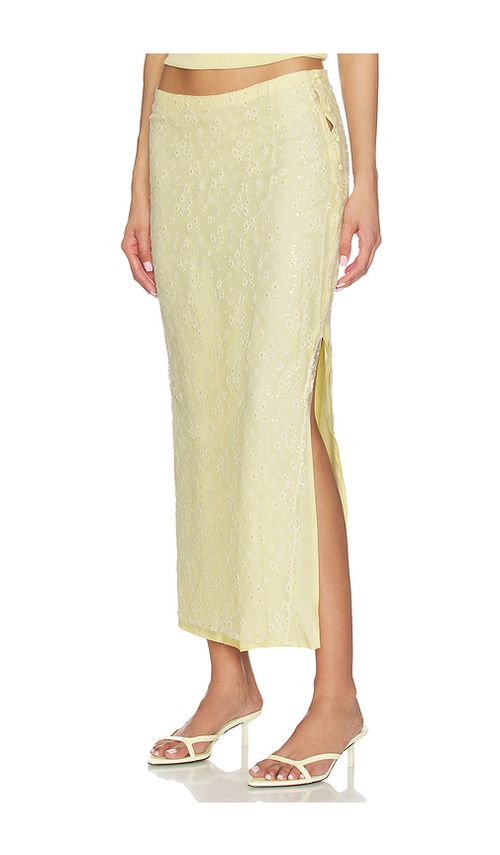 Bubish Hazel Sequin Lace Skirt in Lemon. XS. Also in M
