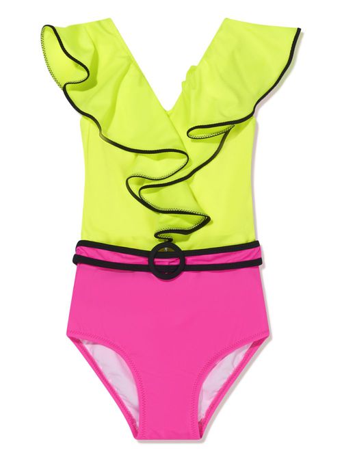V-neck belted swimsuit - Green