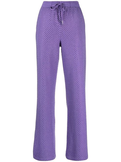 Mesh-design cotton-blend trousers - Purple