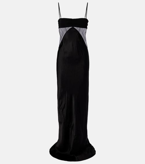Combo silk-trimmed satin gown