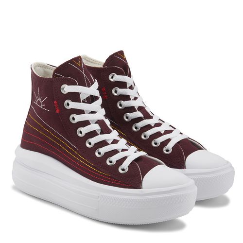 Women's Chuck Taylor All Star Move High Top Sneakers (Bloodstone Red Stitch)