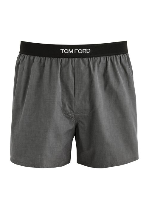 Logo Cotton Boxer Shorts - Dark Grey - S