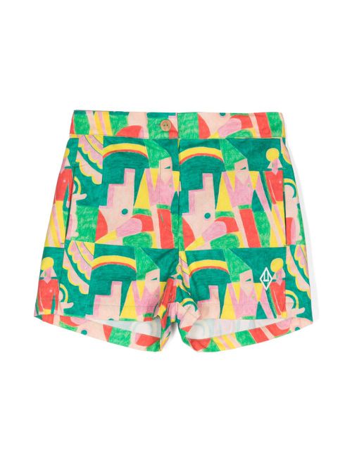 Pig geometric-print cotton shorts - Green
