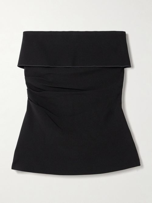 Felicity Strapless Layered Ruched Crepe Top - Black