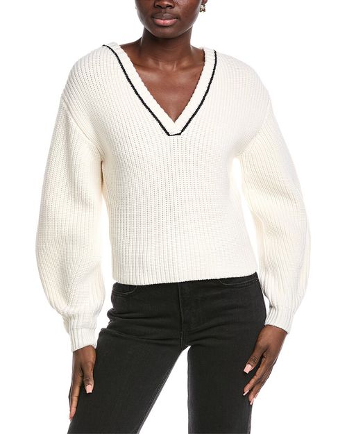 Novelty Wool Victorian Sleeve V-Neck Sweater