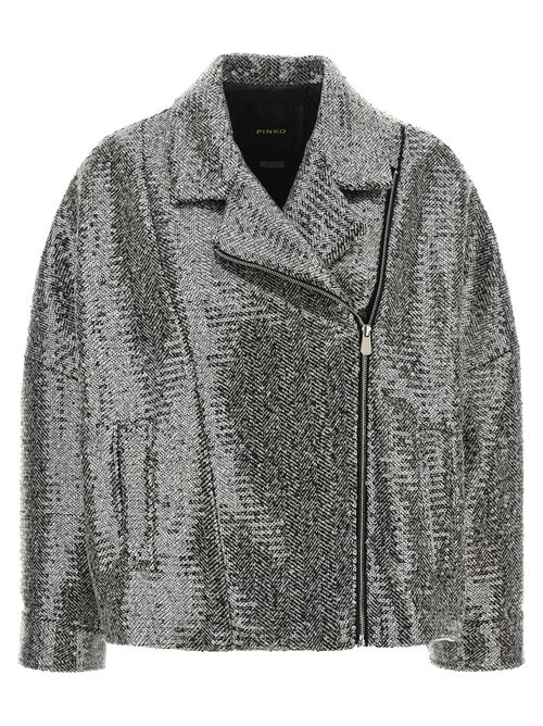 Sequin-Embroidered Herringbone Jacket — Black
