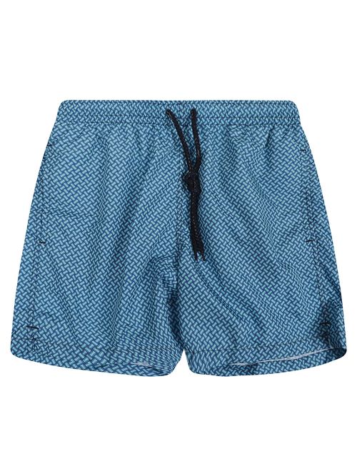Geometric Pattern Drawstring Waist Swim Shorts