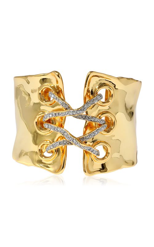 Solanales Gold Crystal Lace Up Cuff Bracelet