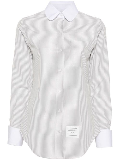 Striped rounded-collar shirt - White