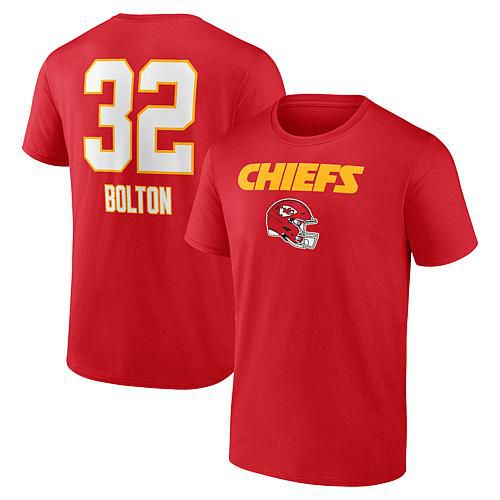 Men's Fanatics Nick Bolton Red Kansas City Chiefs Wordmark Player Name & Number T-Shirt - Size Small