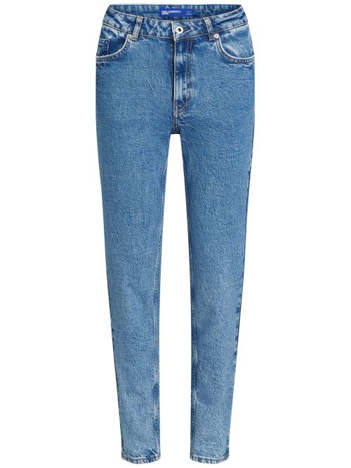 Logo-patch mid-rise tapered jeans - Blue