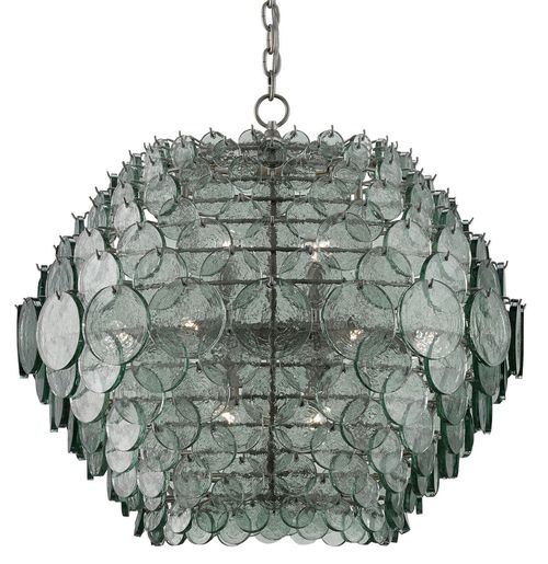 Painted Silver Granello 14 Light Chandelier from the Braithwell Collection