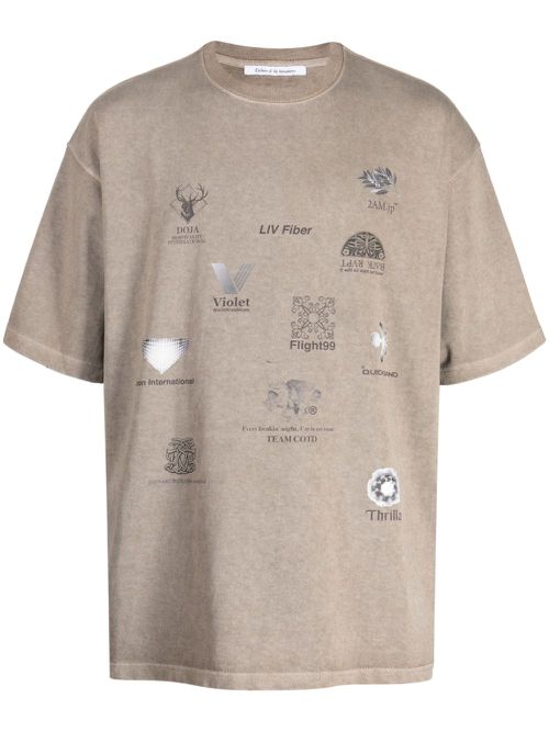 Graphic-print cotton T-shirt - Brown