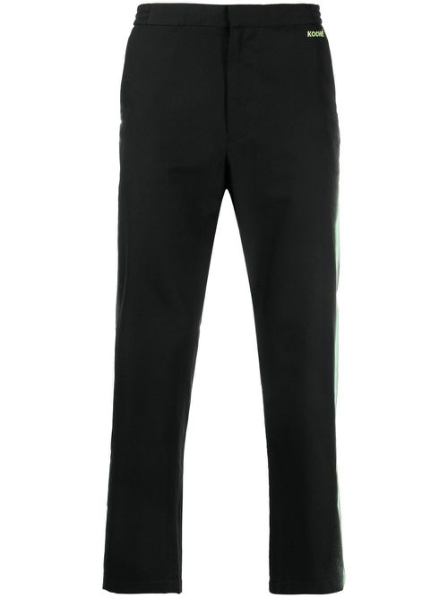 Side-stripe straight-leg trousers - Black