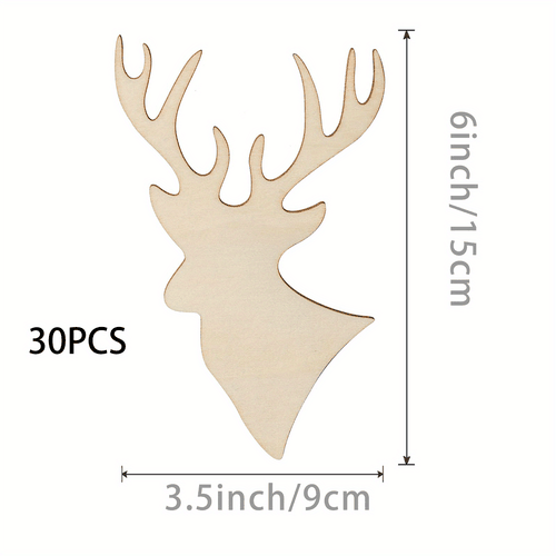 TEMU 15/30pcs, Elk Headband Hole Wood Products, Diy Blank Wooden Products, Handicrafts And Decorations, House Decorations, Handmade Diy, Gifts For