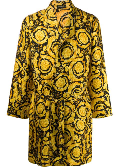 Barocco print dressing gown - Yellow