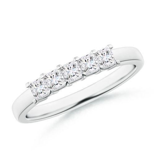Angara 0.5 Carat Classic Five Stone Princess Diamond Wedding Ring for Her in 18K White Gold