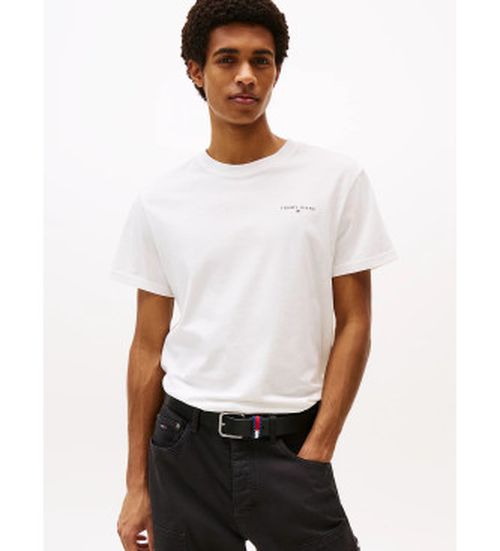 Tommy Jeans for man. DM0DM21780 Slim fit T-shirt with white linear logo (XXL), Casual, Cotton, Short sleeve