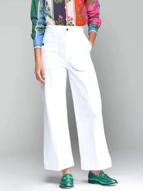 Noa Wide Leg Cropped Trousers In White
